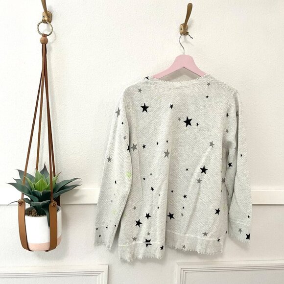 Lisa Todd Glow Up Star Sweater Distressed Hem Green Neon Star Accent Size 1X - Picture 3 of 5